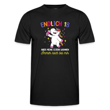 Endlich 18 Aber Meine Eltern Wohnen Immer Noch Bei - Männer Funktions-T-Shirt - Schwarz - Vorne - AI Model Male 178 dark (178cm)
