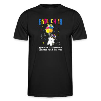 Endlich 18 Aber Meine Eltern Wohnen Immer Noch Bei - Männer Funktions-T-Shirt - Schwarz - Vorne - AI Model Male 178 dark (178cm)