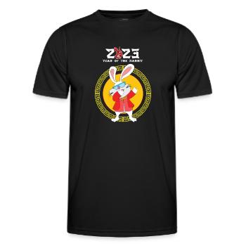Joyeux Nouvel An chinois Dab Rabbit 2023 Nouvel An - T-shirt sport Homme - noir - Devant - AI Model Male 178 dark (178cm)