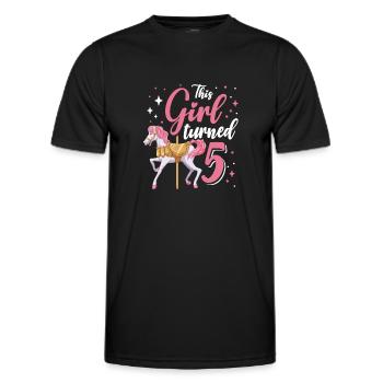 Karussell-geburtstagsfeier Dieses Mädchen Wurde 5 - Männer Funktions-T-Shirt - Schwarz - Vorne - AI Model Male 178 dark (178cm)
