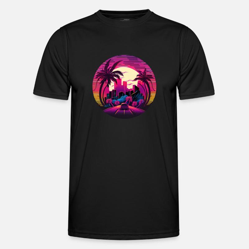 Retrowave Synthwave 80s Design Männer Funktions-T-Shirt