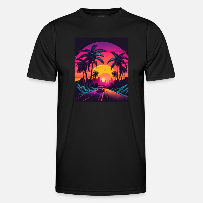 Retrowave Synthwave 80s Design Männer Funktions-T-Shirt