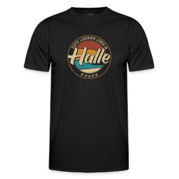 Halle Echte Legenden leben in Haller - Männer Funktions-T-Shirt - Schwarz - Vorne - AI Model Male 178 dark (178cm)