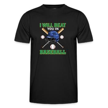 Ich werde dich im Baseball schlagen - Baseball - Männer Funktions-T-Shirt - Schwarz - Vorne - AI Model Male 178 dark (178cm)