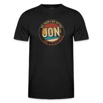Jon Der Mann der Mythos die Legende Geschenk - Männer Funktions-T-Shirt - Schwarz - Vorne - AI Model Male 178 dark (178cm)