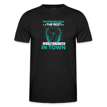 Ingénieur du son Ingénieur du son Casque - T-shirt sport Homme - noir - Devant - AI Model Male 178 dark (178cm)