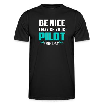 Sois gentil Je pourrais être ton pilote un jour Compagnie aérienne - T-shirt sport Homme - noir - Devant - AI Model Male 178 dark (178cm)