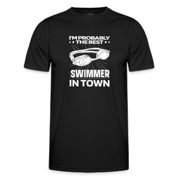Swimming Float Goggles - Men's Functional T-Shirt - black - Front - AI Model Male 178 dark (178cm)