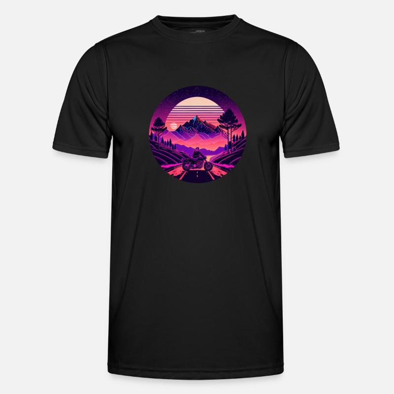 Retrowave Synthwave 80s Design - Männer Funktions-T-Shirt - Schwarz