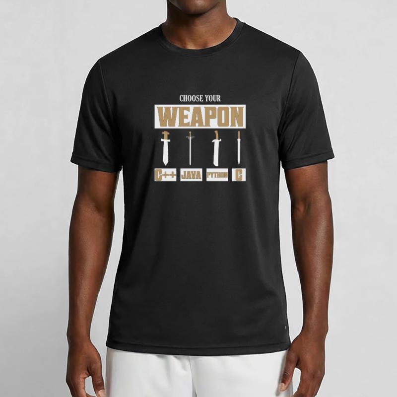 Choisissez votre arme C++, Java, Python, programmeur C T-shirt sport Homme
