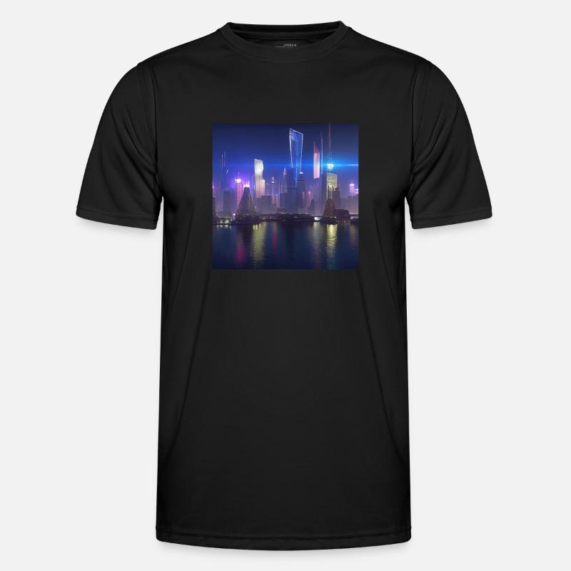 Retrowave Synthwave 80s Future city Design Männer Funktions-T-Shirt