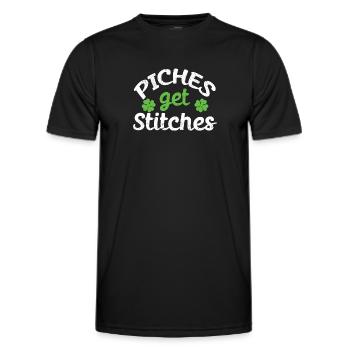 Pinches Get Stitches St Patrick's Day Shamrock Luck - Men's Functional T-Shirt - black - Front - AI Model Male 178 dark (178cm)