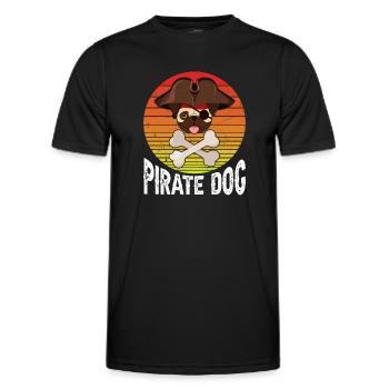 Mops Pirate Dog - Männer Funktions-T-Shirt - Schwarz - Vorne - AI Model Male 178 dark (178cm)