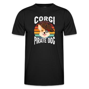 Corgi Pirate Dog - Männer Funktions-T-Shirt - Schwarz - Vorne - AI Model Male 178 dark (178cm)