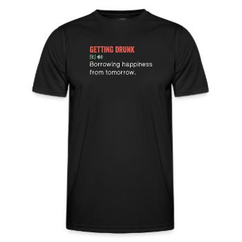 Getting drunk Noun Funny humor quote - Men's Functional T-Shirt - black - Front - AI Model Male 178 dark (178cm)