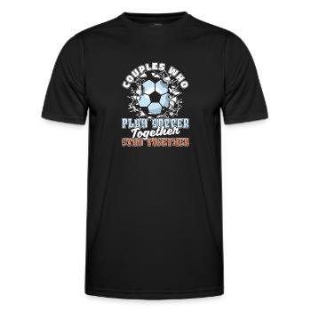 Football Footballer Couple - Men's Functional T-Shirt - black - Front - AI Model Male 178 dark (178cm)