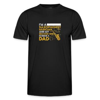I am a saxophonist Musician Jazz musician - Men's Functional T-Shirt - black - Front - AI Model Male 178 dark (178cm)