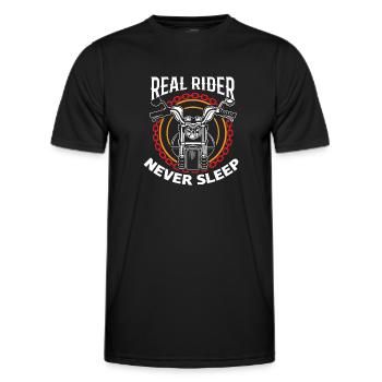 Real Rider never sleep - Men's Functional T-Shirt - black - Front - AI Model Male 178 dark (178cm)