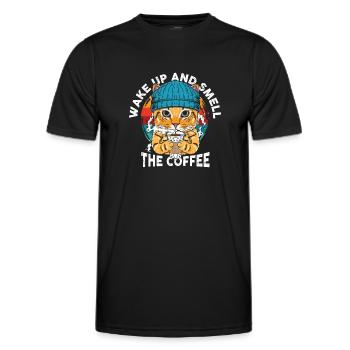 Wake up and smell the coffee - Men's Functional T-Shirt - black - Front - AI Model Male 178 dark (178cm)