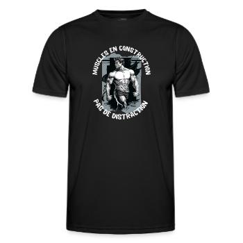 muscles in construction sport bodybuilding - Men's Functional T-Shirt - black - Front - AI Model Male 178 dark (178cm)