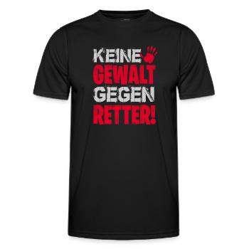 KEINE GEWALT GEGEN RETTER! - Männer Funktions-T-Shirt - Schwarz - Vorne - AI Model Male 178 dark (178cm)
