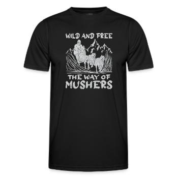 Alaska Mushing Dog Mushers Huskies - Men's Functional T-Shirt - black - Front - AI Model Male 178 dark (178cm)