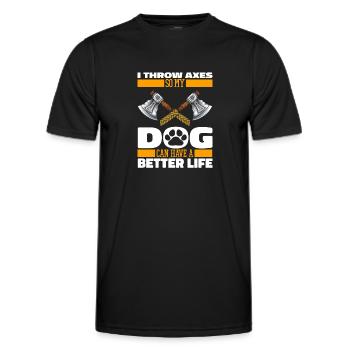 Chien lanceur de hache - T-shirt sport Homme - noir - Devant - AI Model Male 178 dark (178cm)