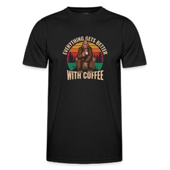 Tout s’améliore avec le café - T-shirt sport Homme - noir - Devant - AI Model Male 178 dark (178cm)