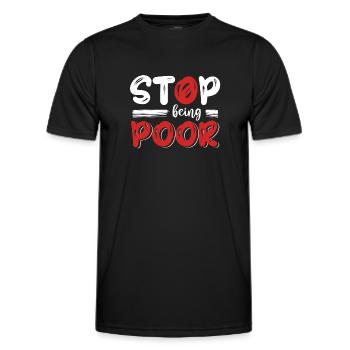 Arrêtez d’être pauvre - T-shirt sport Homme - noir - Devant - AI Model Male 178 dark (178cm)
