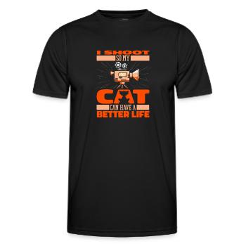 Kameramann Katze - Männer Funktions-T-Shirt - Schwarz - Vorne - AI Model Male 178 dark (178cm)