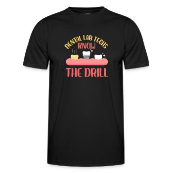 dental lab techs know the drill design - Men's Functional T-Shirt - black - Front - AI Model Male 178 dark (178cm)