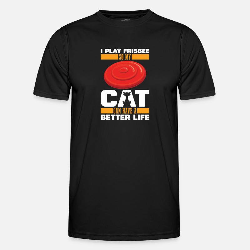 Frisbee Katze - Männer Funktions-T-Shirt - Schwarz