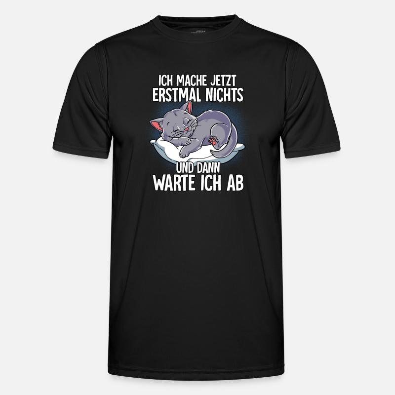 Langschläfer Katze Müde Schlaf - Männer Funktions-T-Shirt - Schwarz