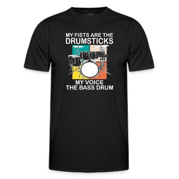 Batteur Drumsticks Drums Musicien - T-shirt sport Homme - noir - Devant - AI Model Male 178 dark (178cm)