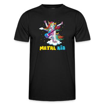 Guitar Unicorn Rainbow Metal Kid Music Rock Sign - Männer Funktions-T-Shirt - Schwarz - Vorne - AI Model Male 178 dark (178cm)