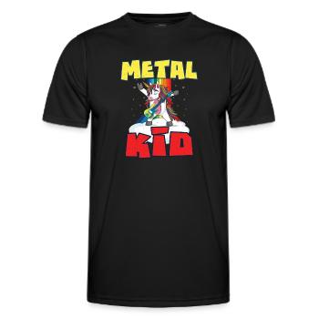 Rock Sign Guitar Unicorn Rainbow Metal Kid Music - Männer Funktions-T-Shirt - Schwarz - Vorne - AI Model Male 178 dark (178cm)
