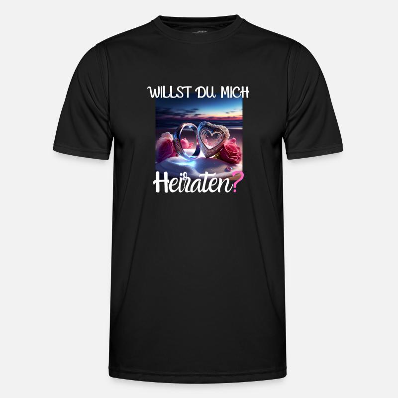 Heiratsantrag für Hochzeit oder Verlobung - - Männer Funktions-T-Shirt - Schwarz