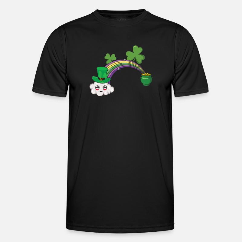 Mignon Kawaii Cloud Arc-en-ciel Happy Saint Patrick T-shirt sport Homme