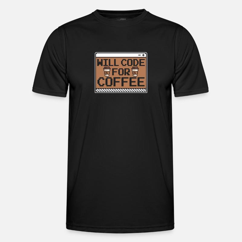 Developer Coder Programmer Coffee - T-shirt sport Homme - noir