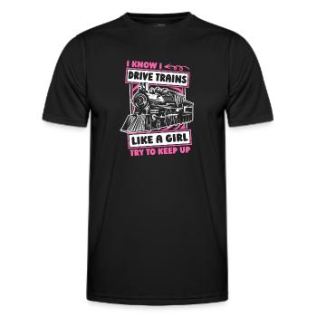 Conducteur de train fille conducteur de train - T-shirt sport Homme - noir - Devant - AI Model Male 178 dark (178cm)