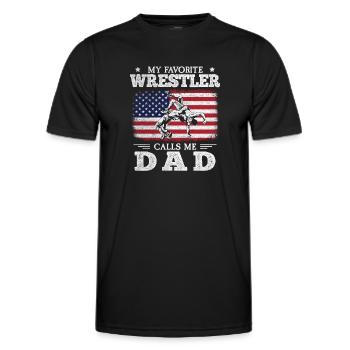 Mon lutteur préféré m’appelle papa drapeau américain - T-shirt sport Homme - noir - Devant - AI Model Male 178 dark (178cm)