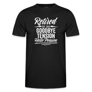Goodbye Tension Hello Pension Funny Future - Men's Functional T-Shirt - black - Front - AI Model Male 178 dark (178cm)