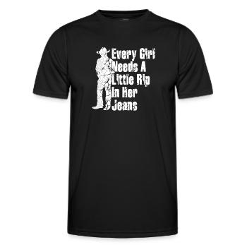 Jedes Mädchen braucht einen kleinen Riss in ihrer Jeans - Männer Funktions-T-Shirt - Schwarz - Vorne - AI Model Male 178 dark (178cm)