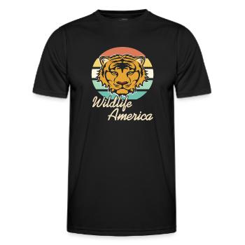 Wildlife America Retro Tiger Animal Lover Designs - Men's Functional T-Shirt - black - Front - AI Model Male 178 dark (178cm)