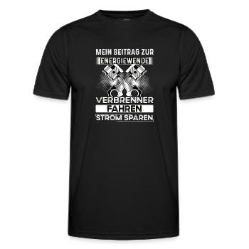Strom sparen Verbrenner fahren Anti Elektroauto - Männer Funktions-T-Shirt - Schwarz - Vorne - AI Model Male 178 dark (178cm)