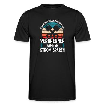 Strom sparen Verbrenner fahren Anti Elektroauto - Männer Funktions-T-Shirt - Schwarz - Vorne - AI Model Male 178 dark (178cm)