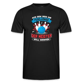 Kegler Meister Spruch Pudelkönig Bowling & Kegeln - Männer Funktions-T-Shirt - Schwarz - Vorne - AI Model Male 178 dark (178cm)