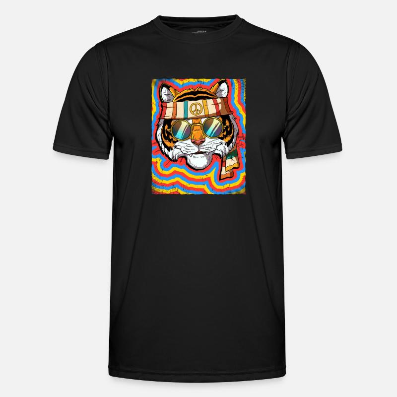 Hippie Tiger Psychedelic Trippy - Men's Functional T-Shirt - black