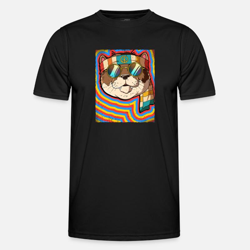 Hippie Otter Psychedelic Trippy - Men's Functional T-Shirt - black