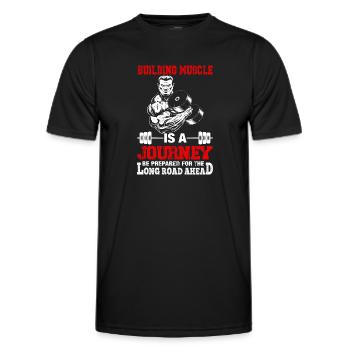 Muskelaufbau ist eine Reise - Männer Funktions-T-Shirt - Schwarz - Vorne - AI Model Male 178 dark (178cm)